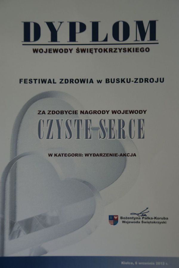 NAGRODA „CZYSTE SERCE” DLA FESTIWALU ZDROWIA W BUSKU-ZDROJU