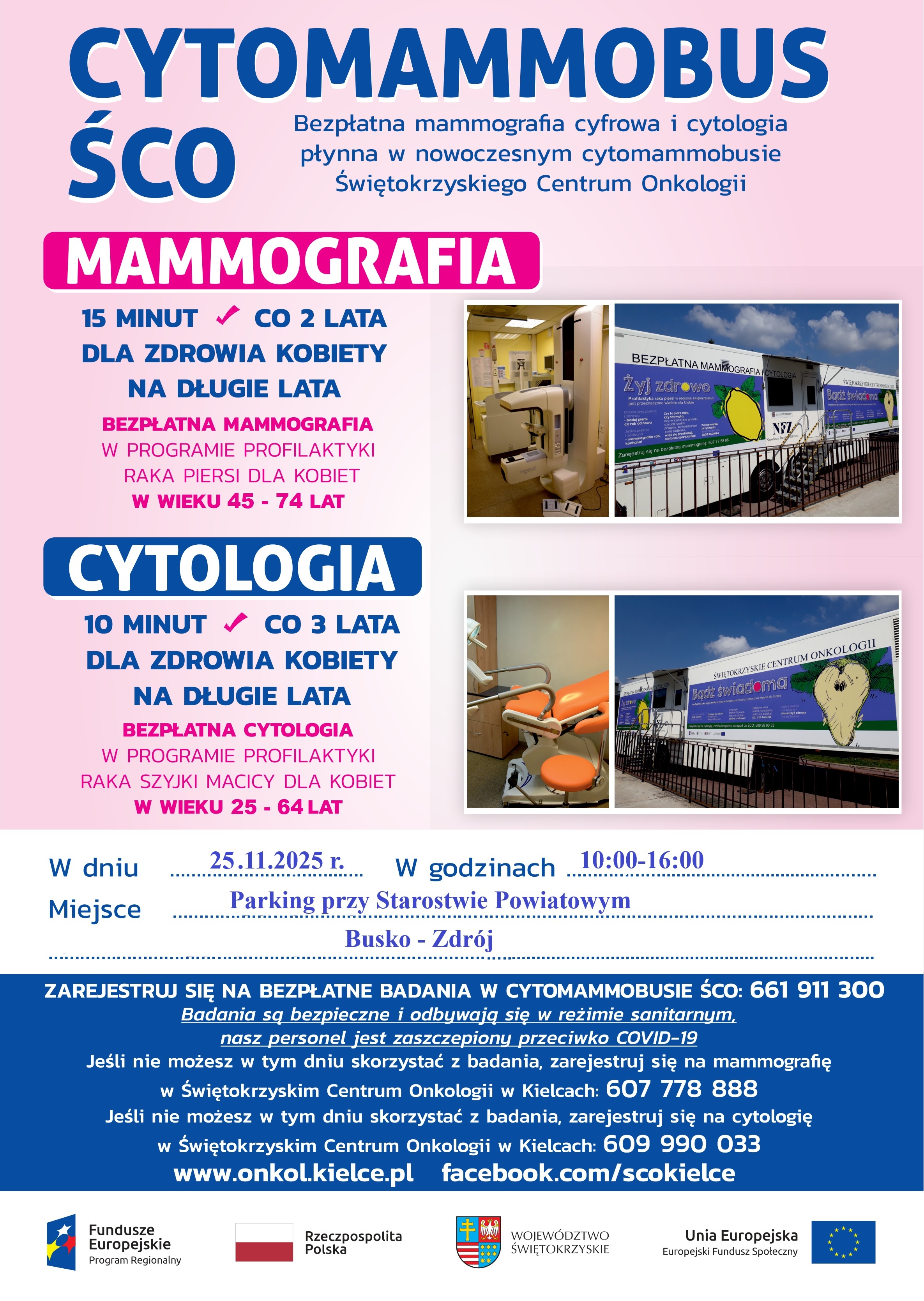 Dodatkowy termin bezpłatnych badań mammograficznych i cytologicznych